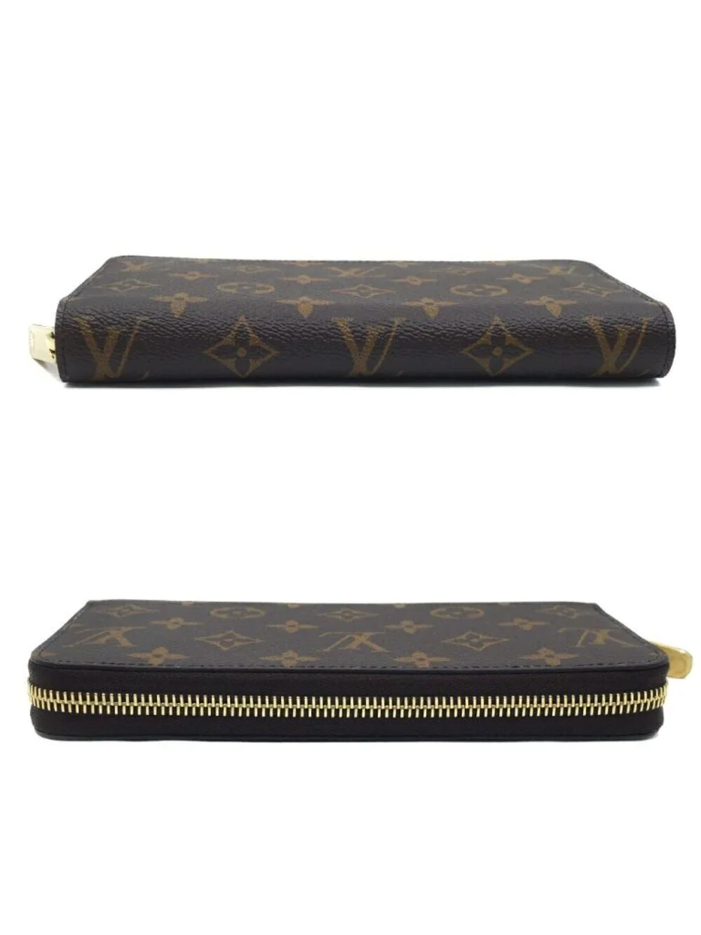 Louis Vuitton Zippy Wallet Coin Purse Brown Monogram Gold